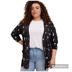 2X 18W 20W Torrid Black Powerpuff Girls Jersey Knit Cardigan Sweater Bubbles